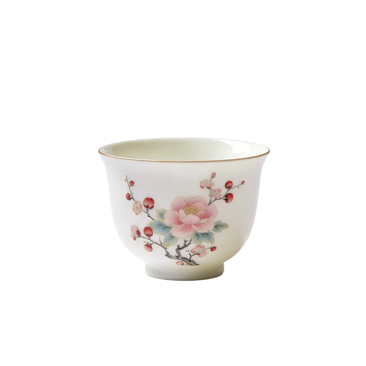 Peony Bloom Porcelain Teacup